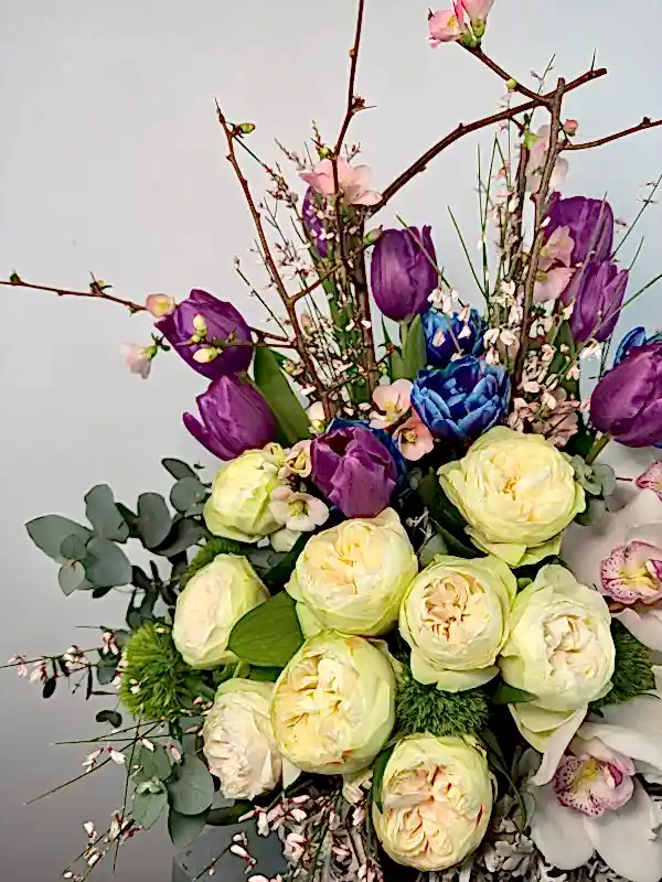 Elena Deluxe Mor Lale Beyaz Cymbidium